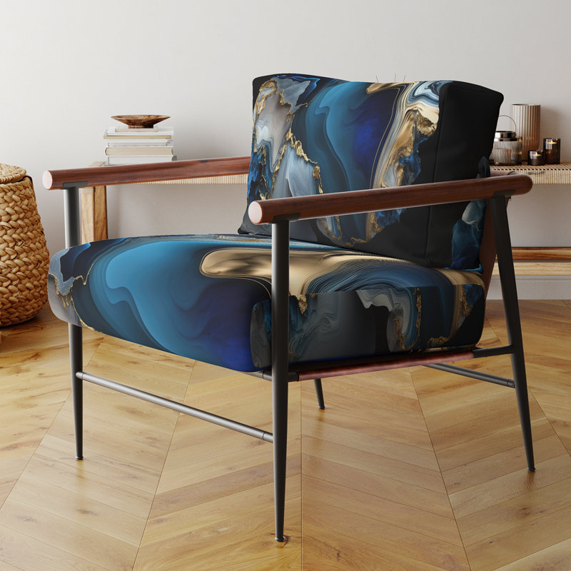 Crossreagh - Fauteuil d'appoint rembourré en marbre, Noir, noir, noir, noir