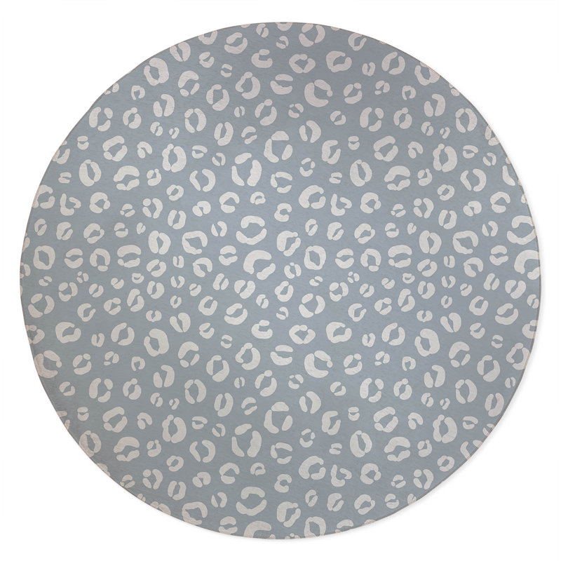 Leopard Play Non-Slip Outdoor Rug, Round 5'