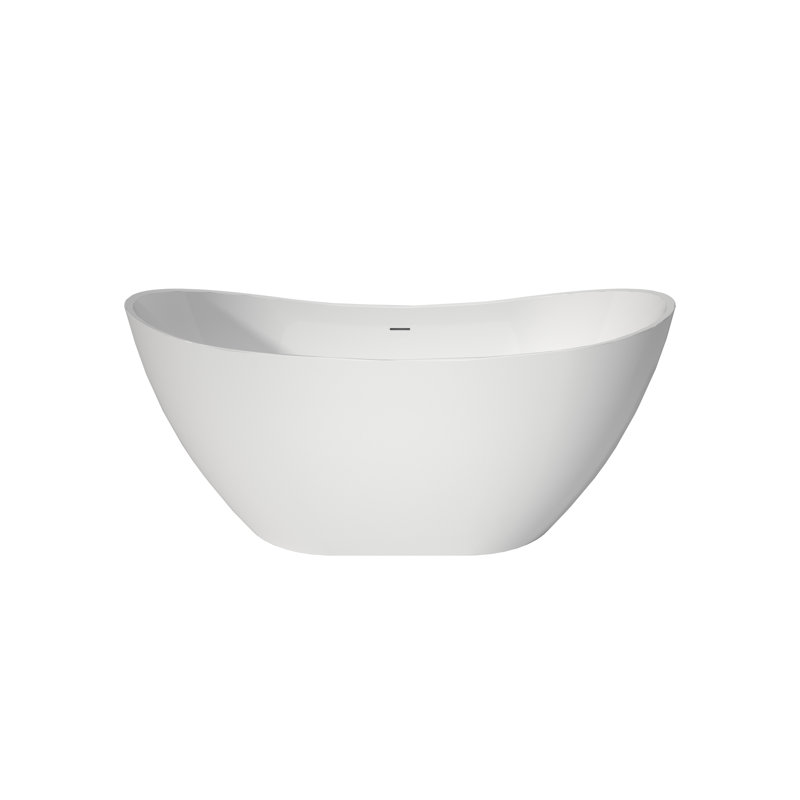 Luxurious Acrylic Freestanding Bathtub For Modern Bathrooms - Anti-slip, Gloss White Finish, Ideal For Spacious Relaxation