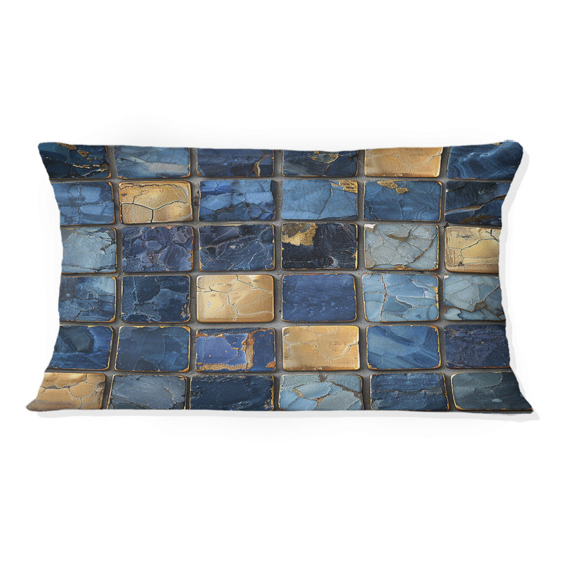 Coussin lombaire bleu Mid-Century II