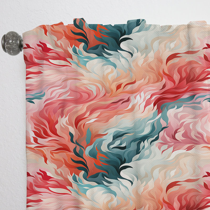 Toile corail motif tropical II - Rideau floral - Rideau floral obscurcissant - 1 panneau, L 52 po x L 84 po