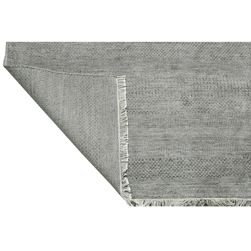 Tapis argenté et noir noué à la main de haute qualité