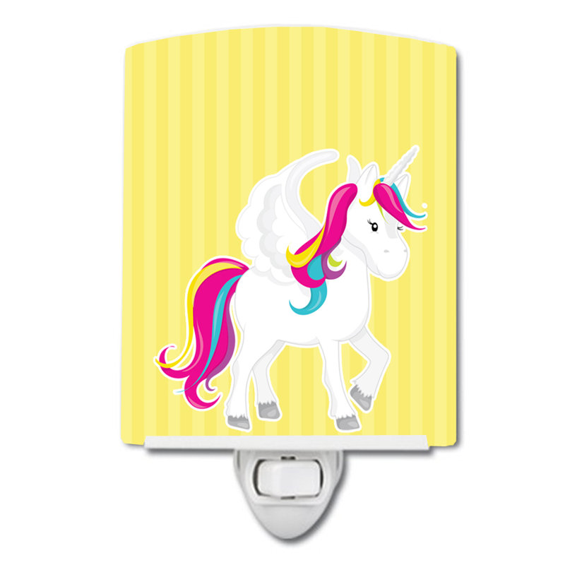 Éclairage de nuit en céramique à rayures licorne