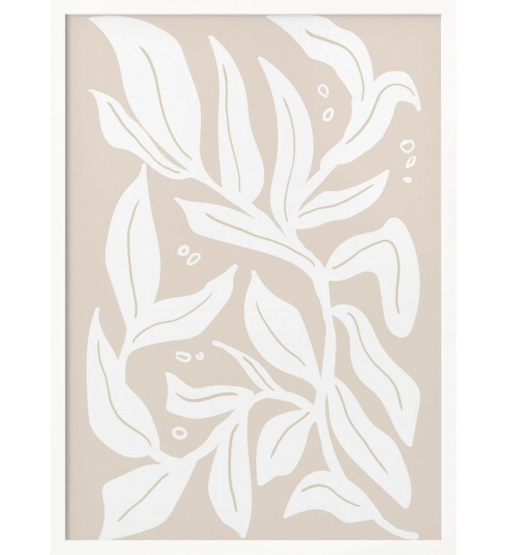 "Abstract Plants" Framed Textured Wall Art, White, 14" H x 10" W