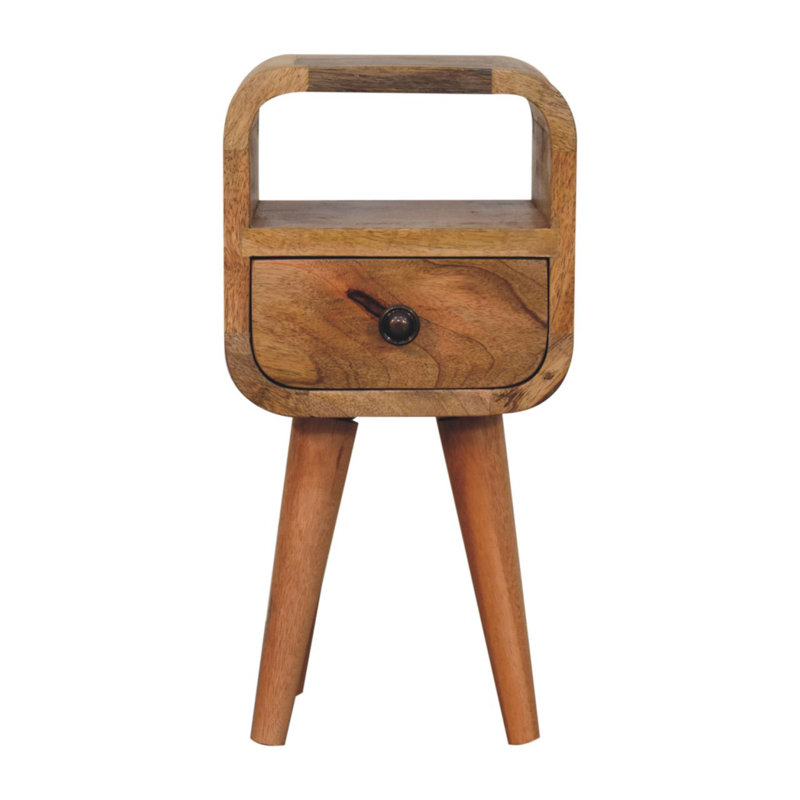 Extra Mini Oakish Curve Open Slot Bedside, Beige