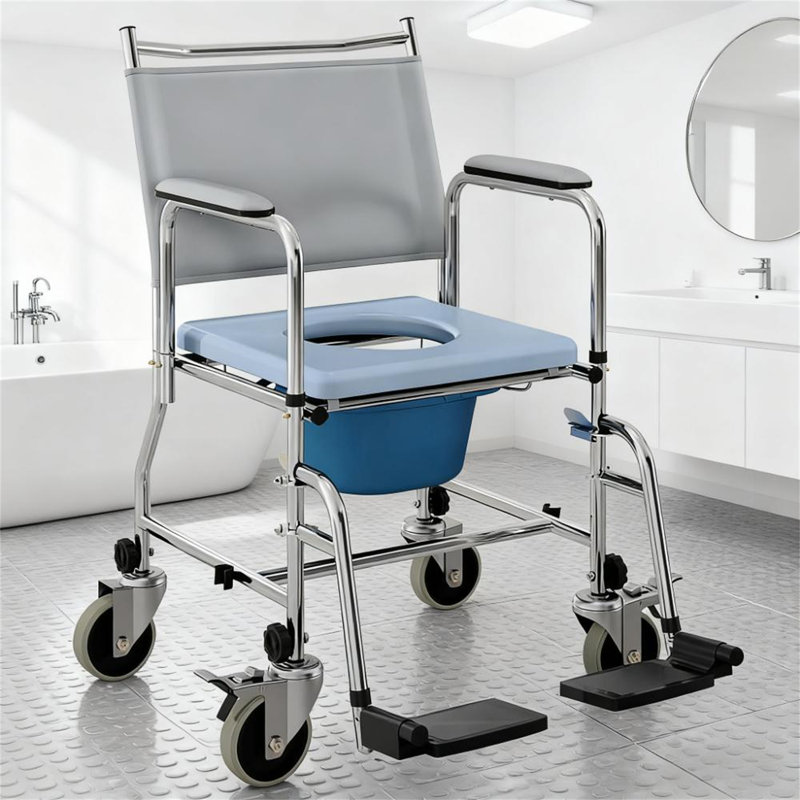 Fauteuil roulant de chevet avec siège rembourré