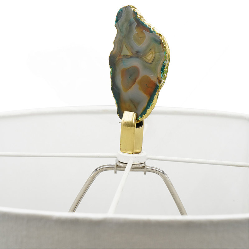 P 15 x 29,5 po Verdant Agate-Slice Lampe de table avec base en marbre