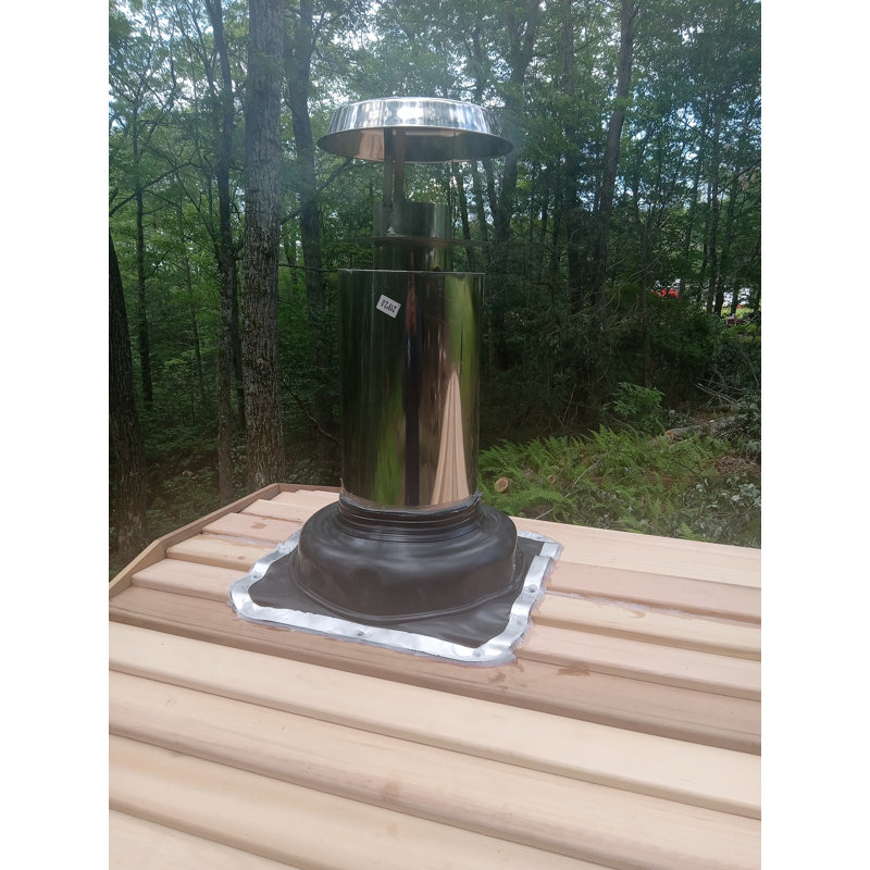 ZONEMEL Barrel Steam Sauna Room with Panoramic View, Canadian Red Cedar Outdoor Sauna with Wood Shingle Roof, Wood-Fired Stove, 8 Person, 8mm Tempered Glass