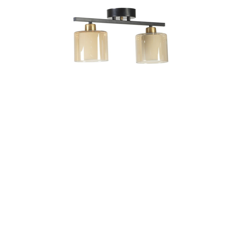 Élégant lustre noir et ambre, corps en métal, 14,6 po de diamètre x 7,9 po de hauteur, 14,2 po de longueur | Douille E27, 40 W maximum, indice de protection IP20 | Parfait pour la salle à manger, le salon et la décoration intérieure moderne