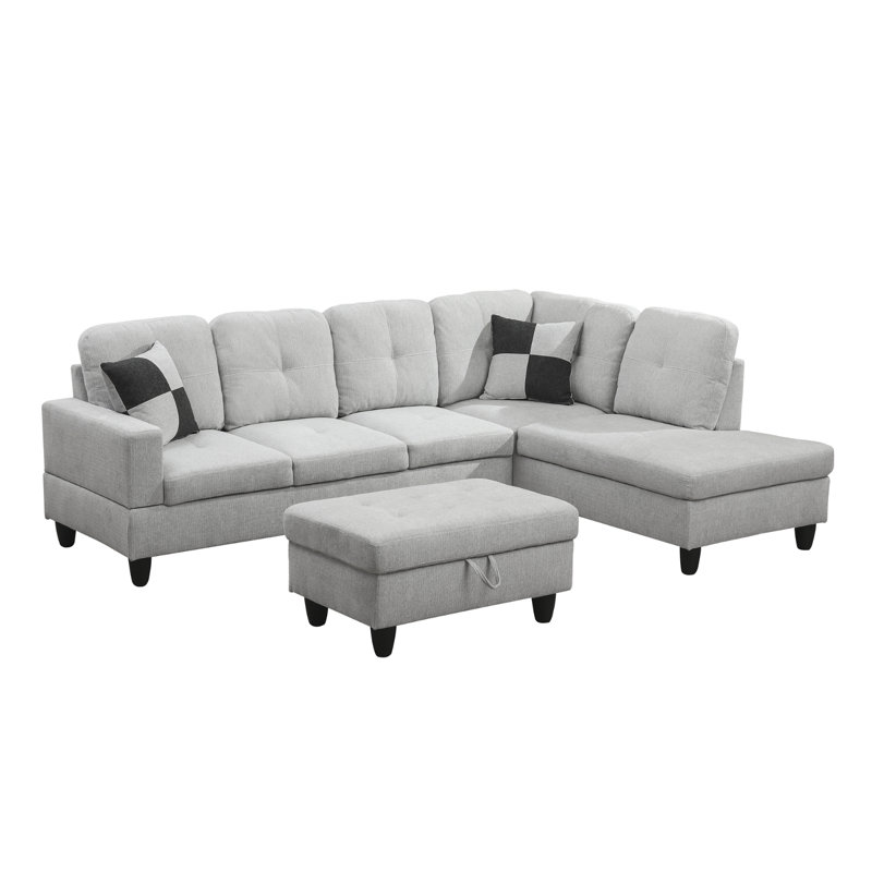 Crius 103.5" Upholstered L-Shape Sectional, Right Hand Facing, Off White