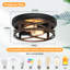 Lot de 2 plafonniers encastrés industriels en bronze mat à 2 lumières, structure métallique ajourée entrecroisée, luminaires de plafond ronds de style ferme pour corridor, cuisine ou entrée.