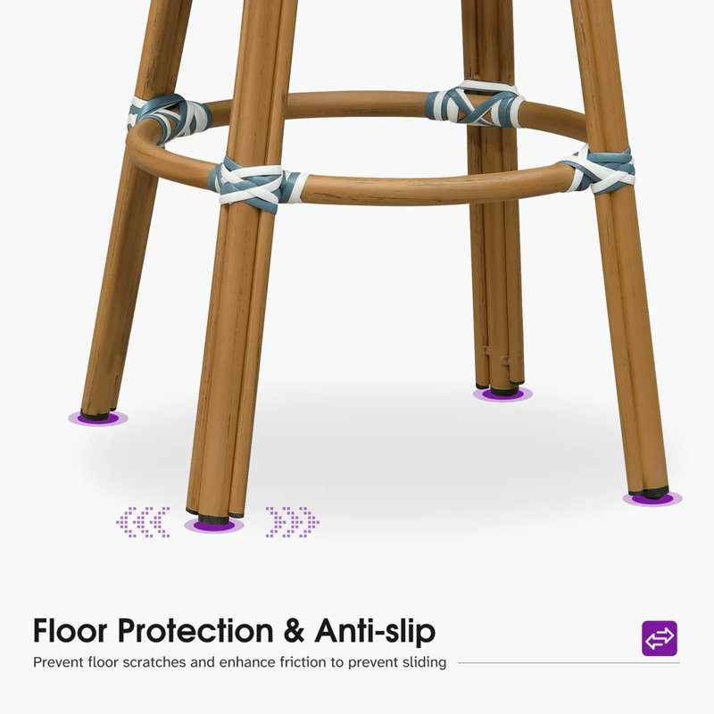 Tabouret de bar et tabouret de bar surdimensionné à dossier bas en rotin pourpre PURPLE LEAF, Light Blue, 28.74