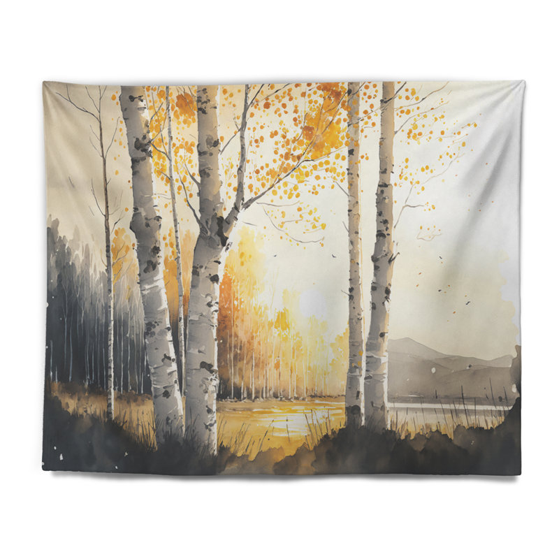 - Tapisserie murale paysage forêt, H 32 po x l 39 po
