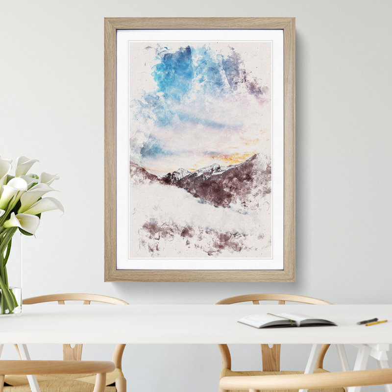 The Cloudy Mountains - Picture Frame Graphic Art, 87cm H x 62cm W x 2cm D, Oak Framed