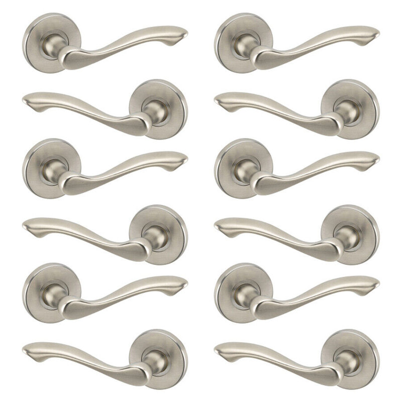 Door Handle, Polished Nickel Rose