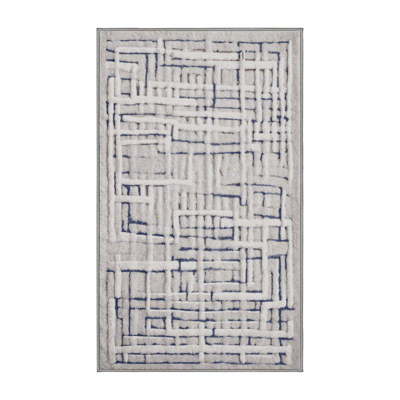 Machine Washable Gray Area Rug, Rectangle 2' x 3'