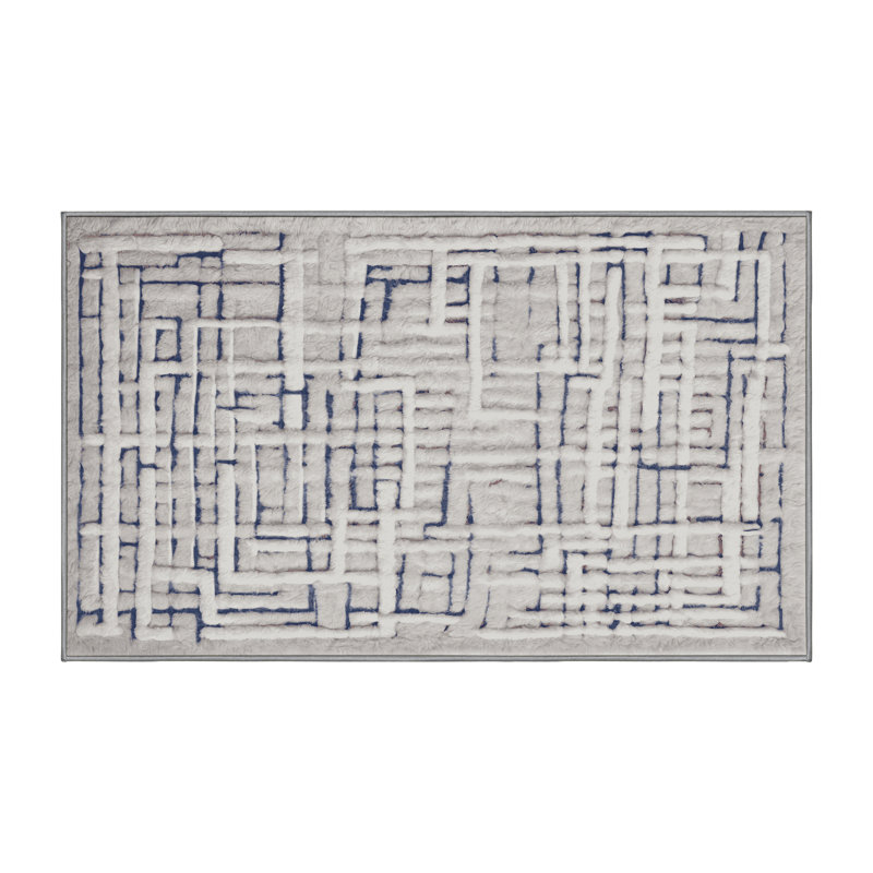 Machine Washable Gray Area Rug, Rectangle 3' x 5'