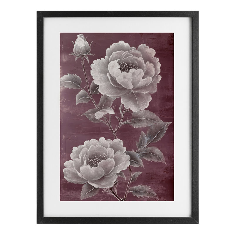 «Chambermaid Rose Blossoms», reproduction encadrée sous verre, conception par Annabelle Hall, H 20 po x l 14 po