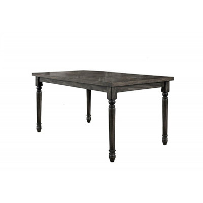 Table de salle à manger rectangulaire de style transitionnel (150 cm) en placage de bois gris, aspect rustique, 6 couverts, quatre pieds, assemblage requis, bois vieilli, style simple