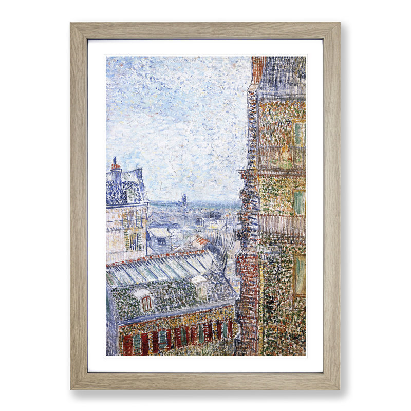 View of Paris by Vincent Van Gogh - Picture Frame Painting, 65cm H x 48cm W x 2cm D, Oak