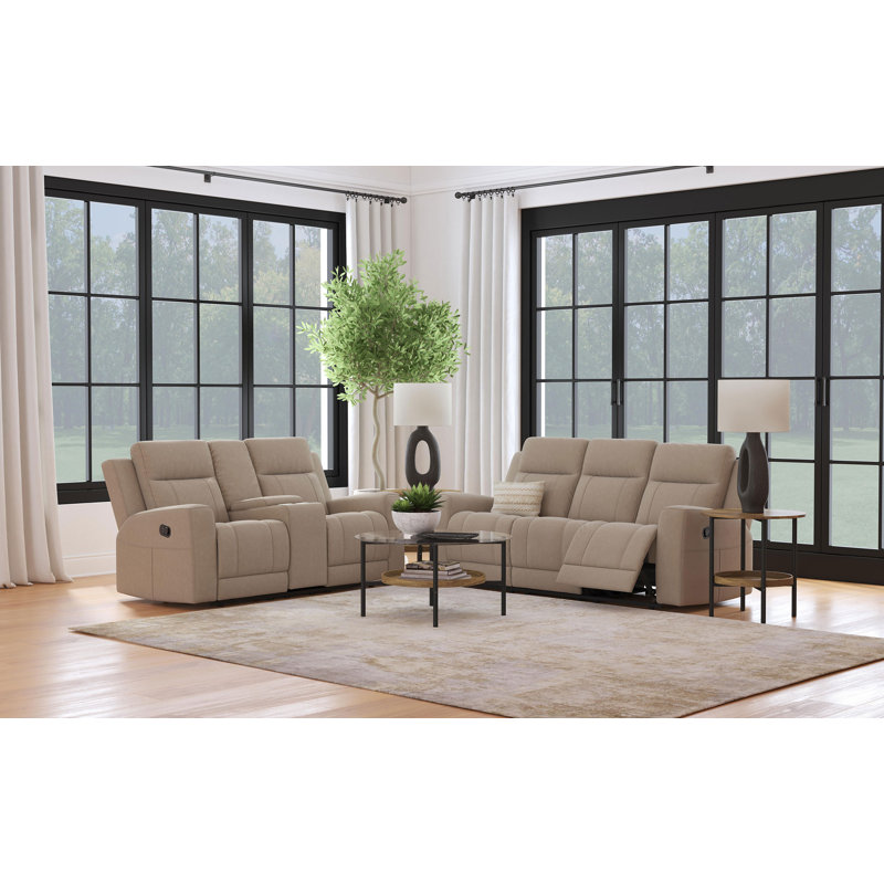 Elizabith 2-piece Upholstered Reclining Sofa Set Taupe, Brown, 2 Pieces: Sofa, Loveseat 