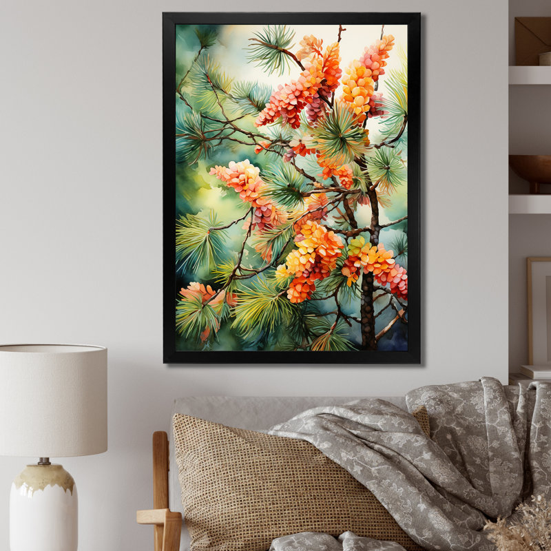 «Pine Tree Autumn Symphony I» sur toile, H 40 po x l 30 po x P 1,5 po, Cadre photo noir