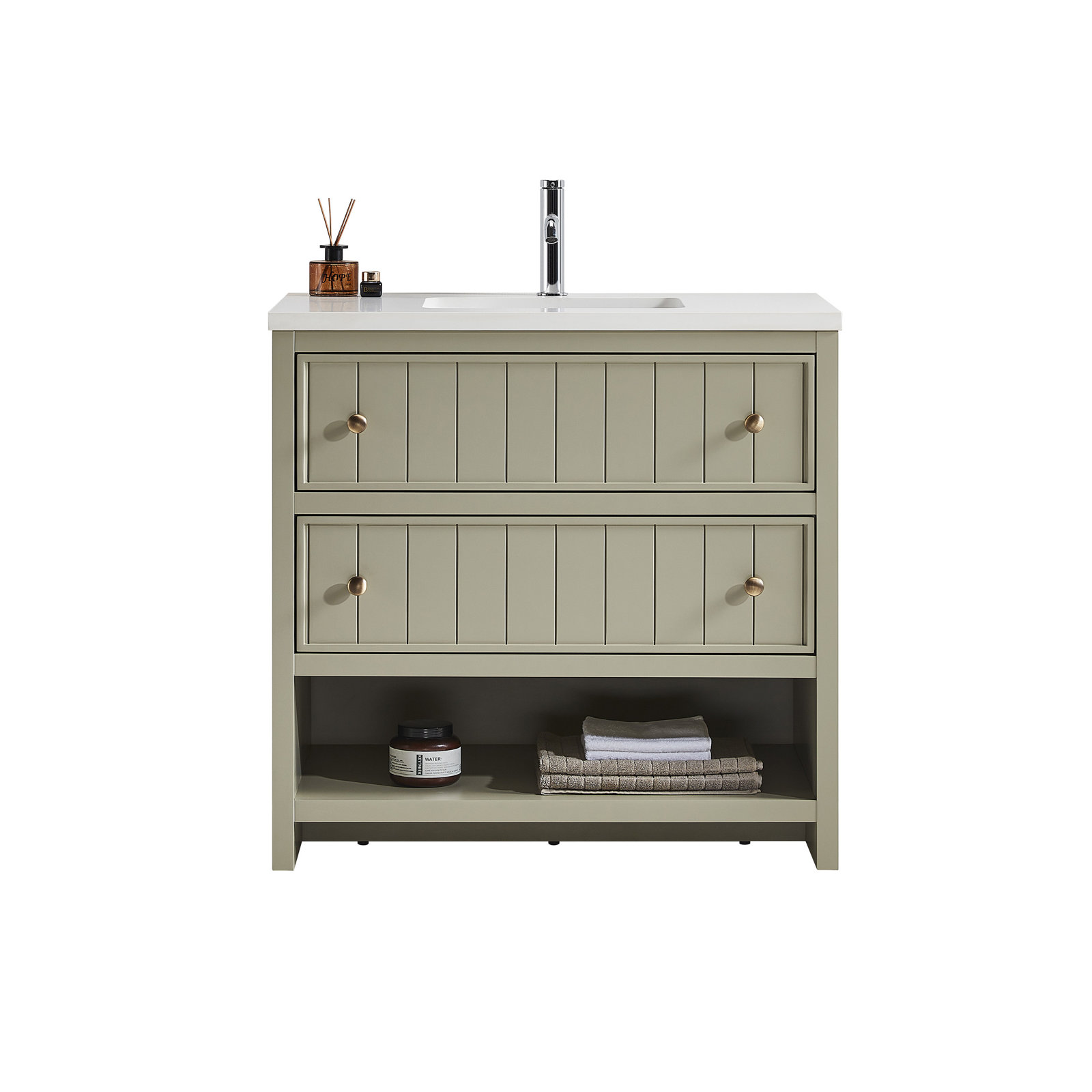 Bathroom Vanity, Olive Green