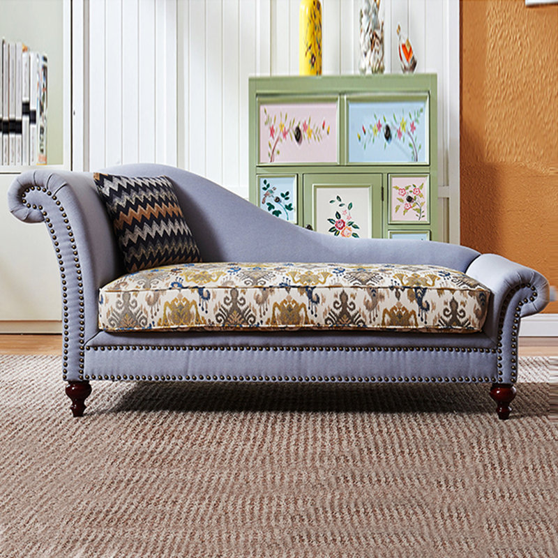 Chaise longue rembourrée American Style Chair, Mélange de polyester bleu