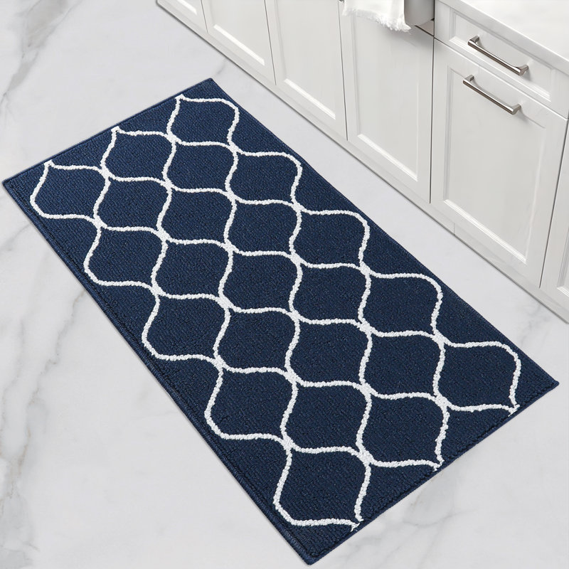 Non-Slip Kitchen Mats, Super Absorbent & Stain Resistant Washable Floor Rug Set for Kitchen, Laundry, Sink, Blue