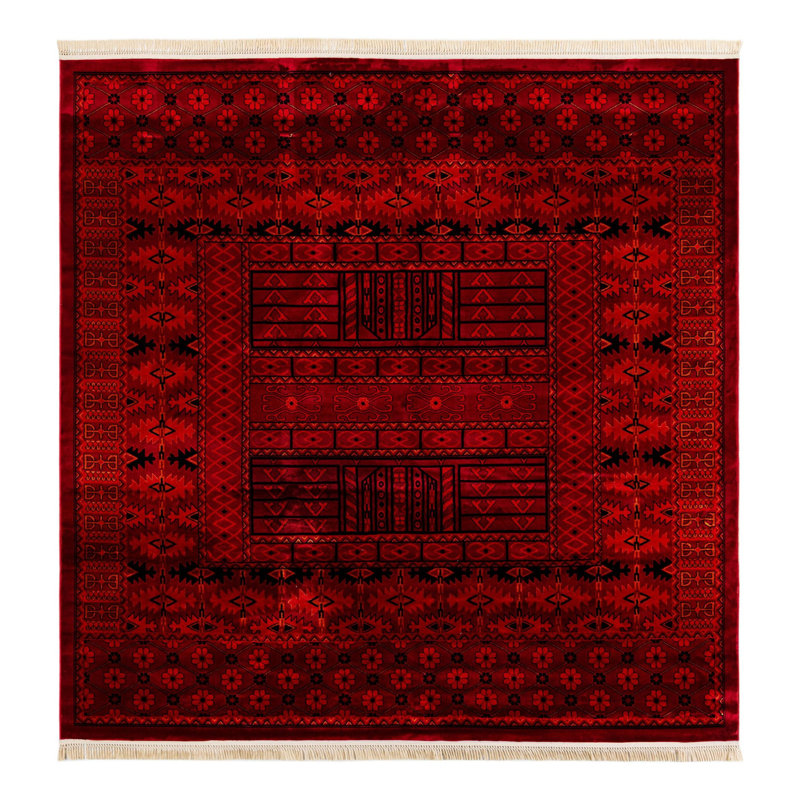 Tapis rouge / noir Amro Southwestern, Square 5'3"
