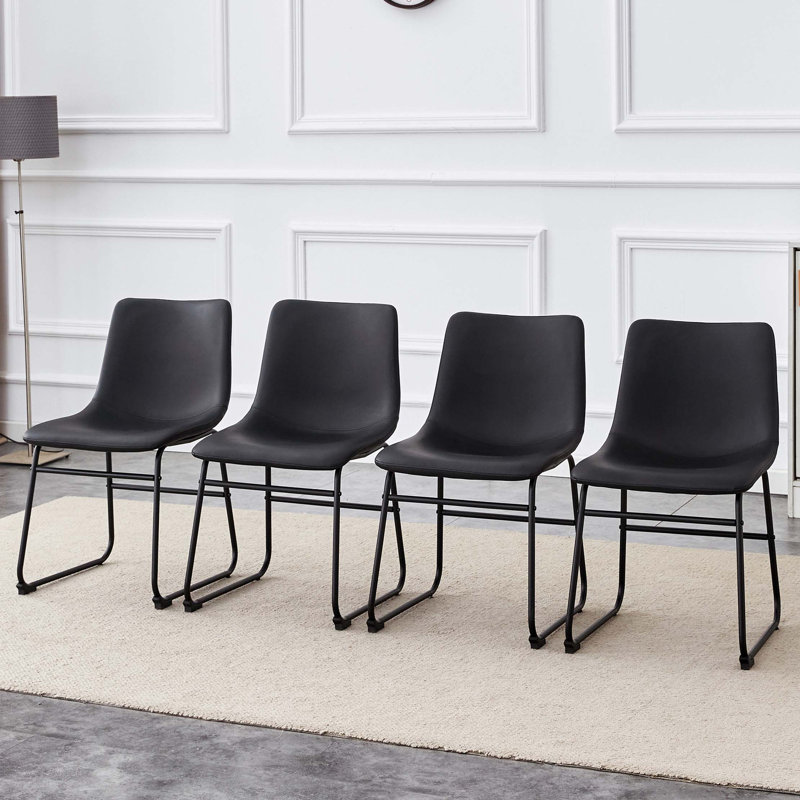 Ensemble de 4 chaises classiques en cuir de polyuréthane, Noir