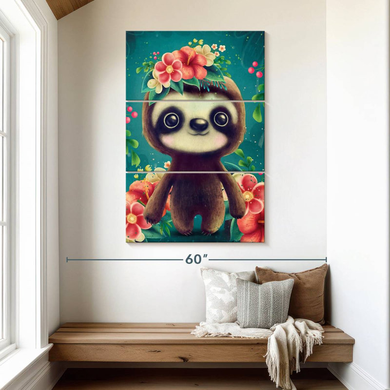 Paresseux floral Brampt, H 50 po x l 32 po