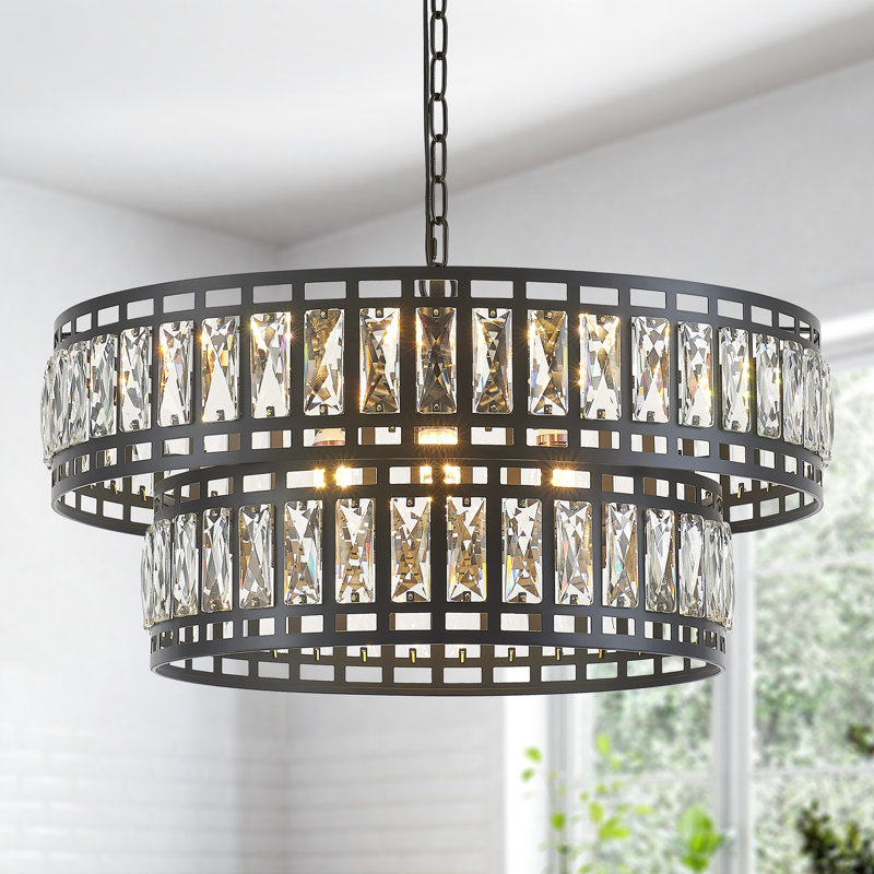 Lustre moderne en cristal, 8 lumières, H 10 po x l 23,6 po x P 23,6 po