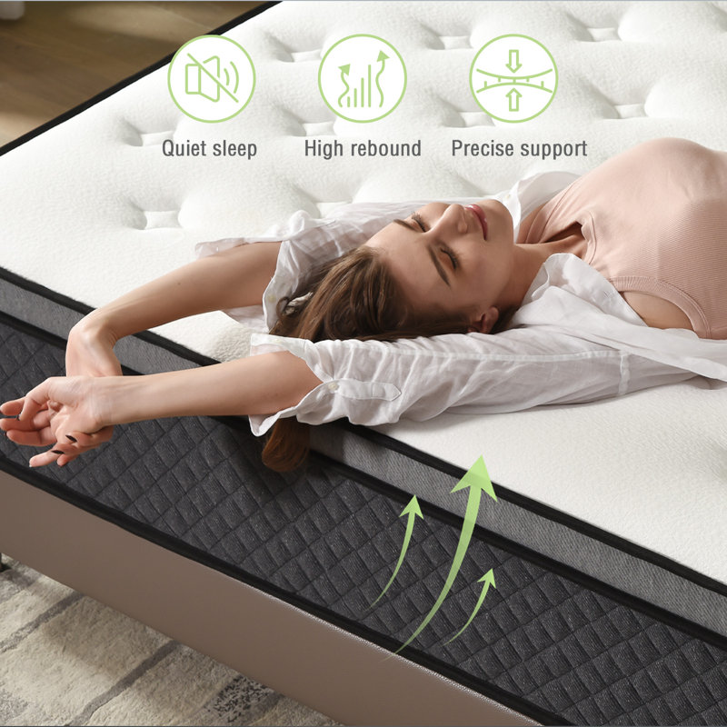 10 Inch Hybrid Mattress, King Size Mattresses, Black Memory Foam & Pocket Springs Bed Mattress, King, 10"