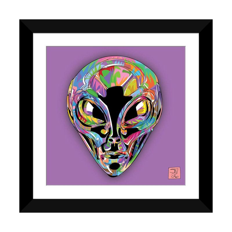 Chrome Alien - reproduction d'art murale - papier d'art encadré, 24 po x 24 po, Framed Paper, Black