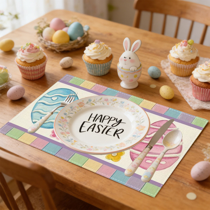 Napperon de Pâques pour table de salle à manger, Multicolor C