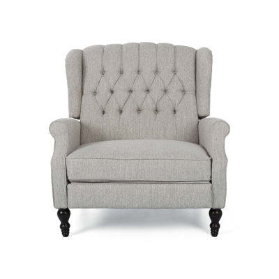 Oversized Tufted Wingback Fabric Push Back Recliner With Nailhead Trim And Button Tufted Diamond Stitch For Living Room, Bedroom