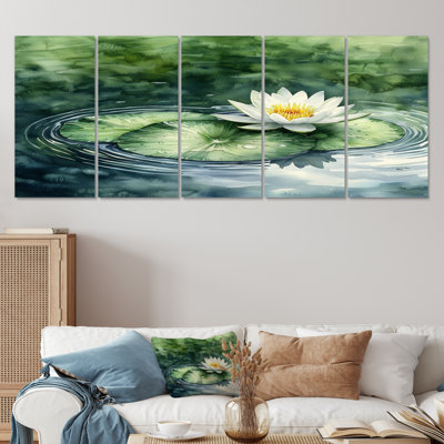 Water Lotus Flower Tranquiity At The Pond I - Lotus Lotus Wall Decor - Modern Wall Art