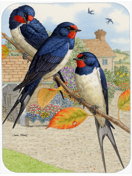 Caroline's Treasures Barn Swallows Glass Cutting Board