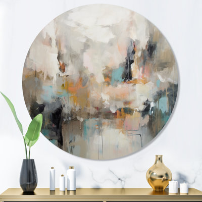 Serene Waters In Marble III - Art mural rond en marbre abstrait