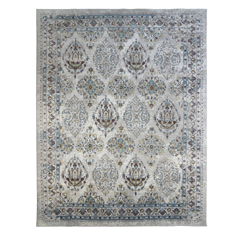 Tapis gris / turquoise Isabella Annet, Rectangle 5 pi 3 po x 7 pi