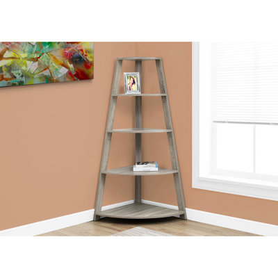 Bibliothèque moderne 4, stratifié brun pour le bureau personnel, rangement et utilisation dans le salon, stratifié H 60 po, couloir, décoration de bureau