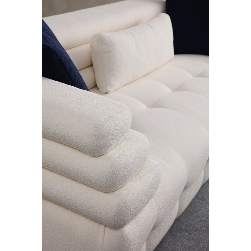 Stylish 3-Seat Sofa with Beech Wood Frame & Chipboard, Soft Grey Polyester Fabric, 100% Foam Cushions | Dimensions: 100.4 x 40.2 x 29.5 inches | Includes Pillows, Wooden Legs (Leg Height: 3.5 inches) | Perfect for Modern Living Rooms & Comfort Lovers