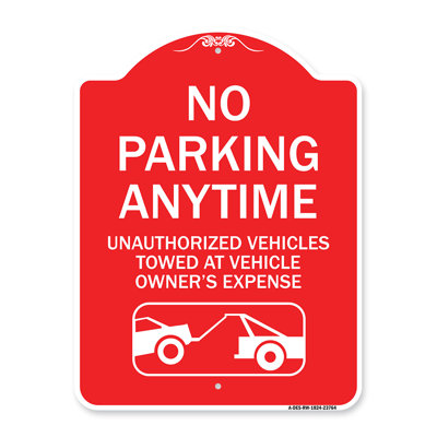 Signmission Designer Series Sign - No Parking Anytime, Unauthorized Vehicles Towed At Vehicle Owner's Expense (With Car Tow Graphic | Green & White 18