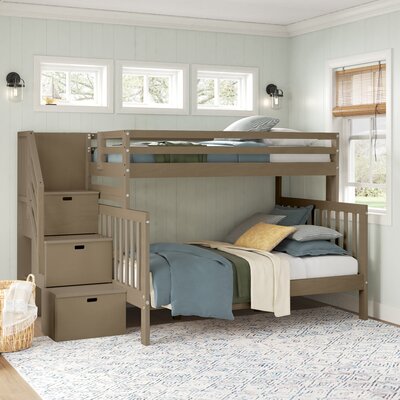 Haussman Twin Over Full 3 Drawer Solid Wood Standard Bunk Bed with Shelves -  Harper Orchard, 3F36427657814B0CBBD0392CAE5A5CD1