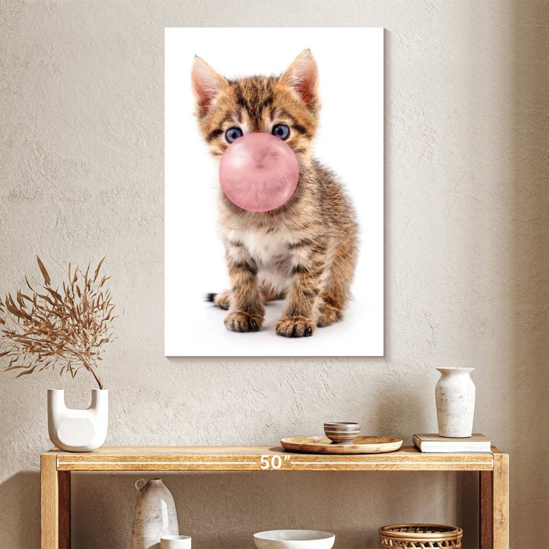 " Bubble Gum Kitten ", 26" H x 39" W x 1.25" D