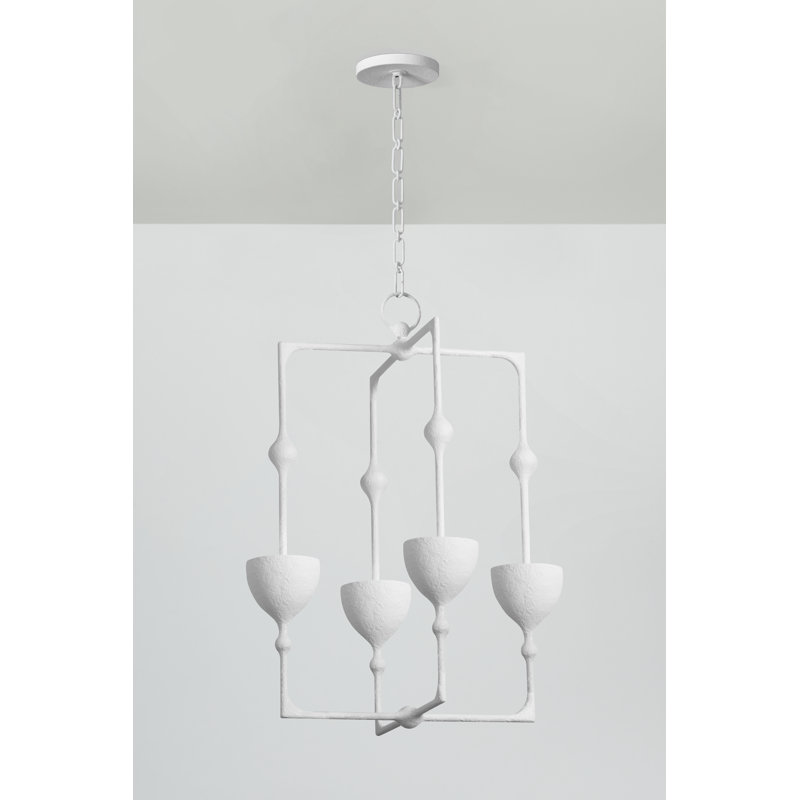Lanterne 4 lumières Antalya, Blanc gesso, H 30,25 po x l 22 po x P 22 po