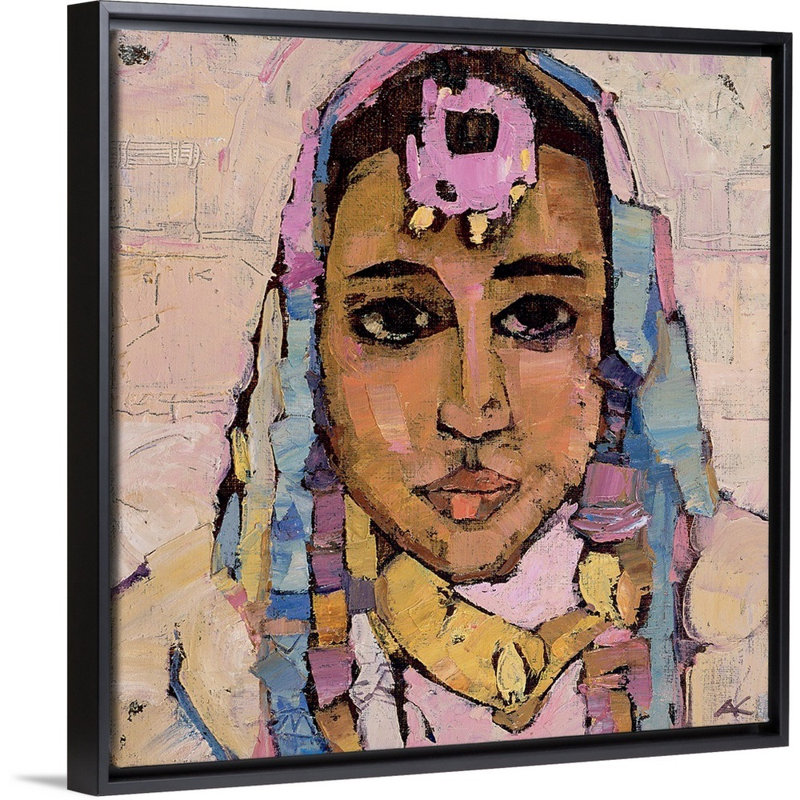 Portrait d'une femme en blanc par Anna Kostenko - reproduction sur toile, H 14 po x l 14 po x P 1,75 po, Cadre noir