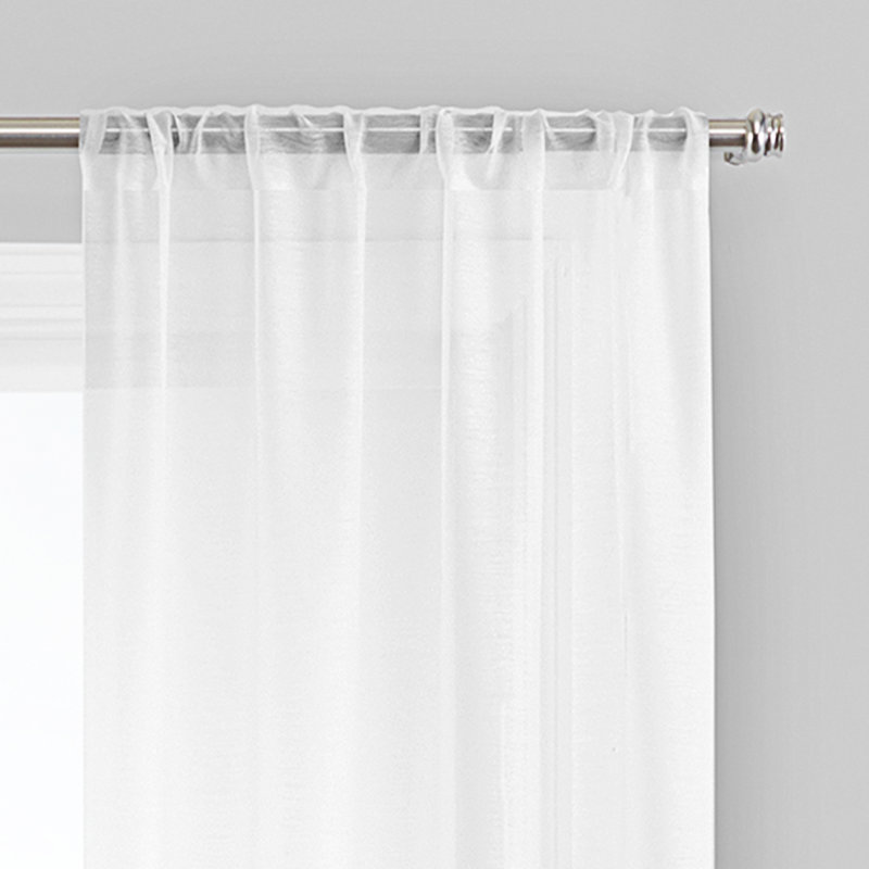 White Sheer Polyester 84-inch Rod Pocket Curtain Panels