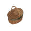Wicker Empty Lidded Lined Oval Picnic Basket Hamper-1334519402